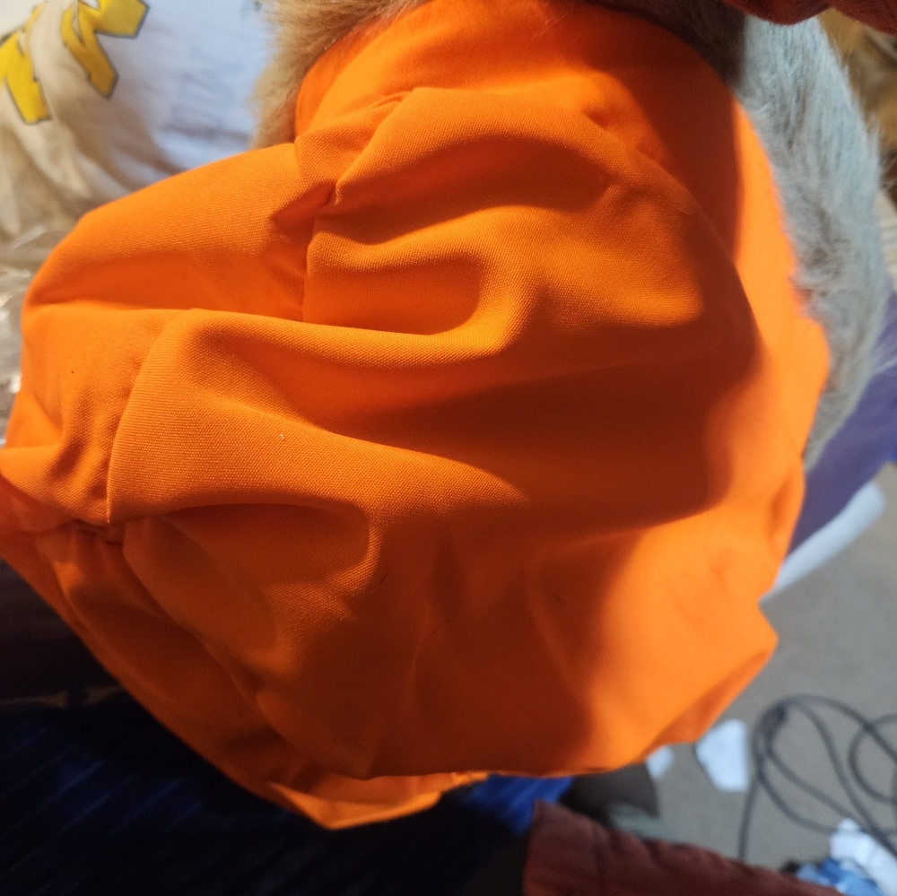New Blaze Orange and Faux Fur Pullover Hood - Picture 7 of 7